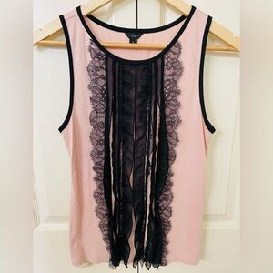 Ann Taylor Sleeveless Top with Black Lace Detail(S)
